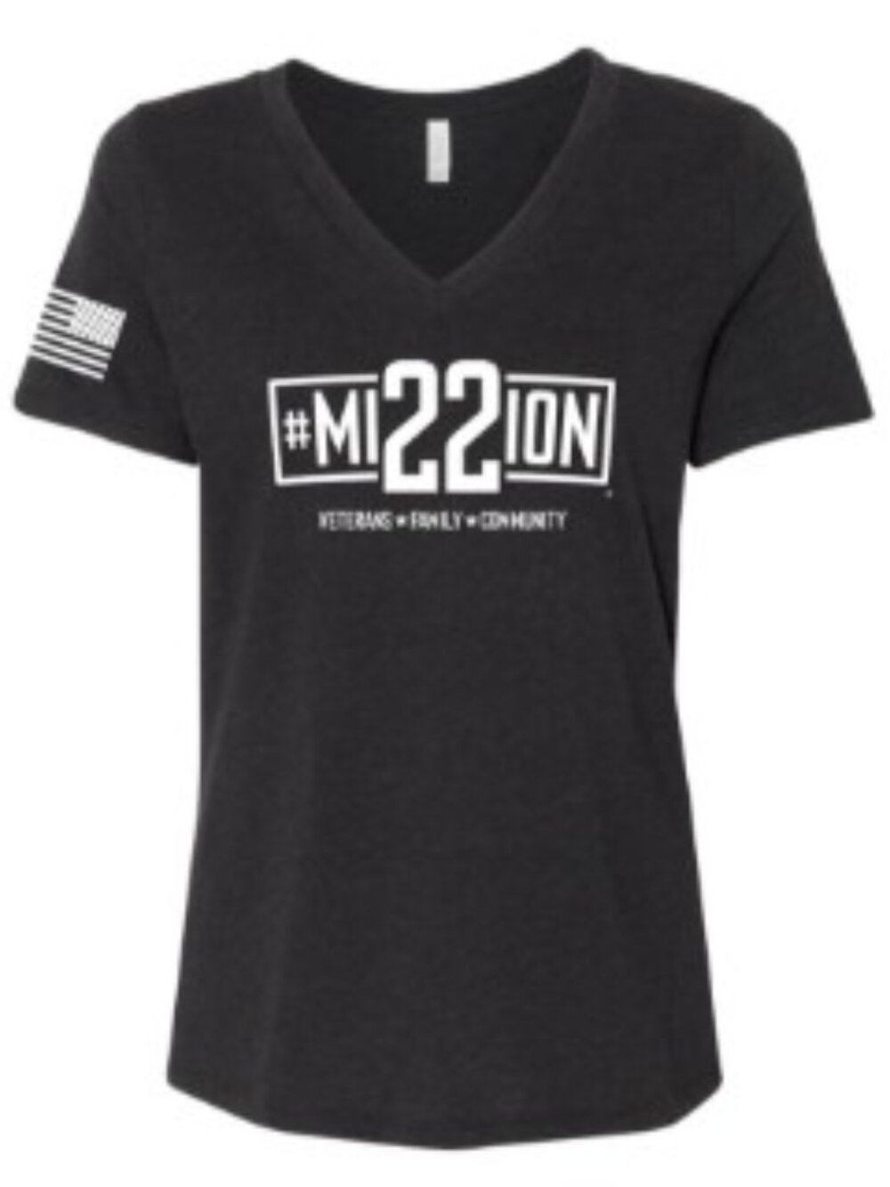 Mission 22 Women's Large Veterans Family Community V-Neck T-Shirt Bella Canvas